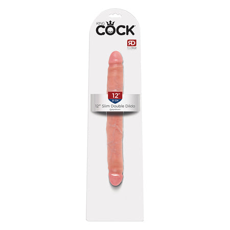 King Cock 12 in. Slim Double Dildo Realistic Beige-0
