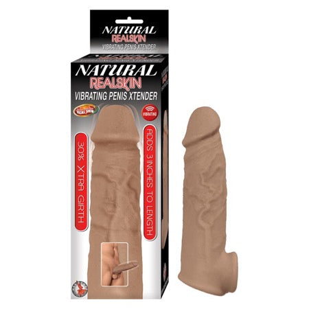 Natural Realskin Vibrating Penis Xtender - Brown-0