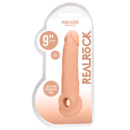 RealRock Realistic 9 in. Penis Sleeve Extender Sling Beige-0