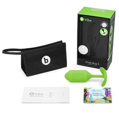 b-Vibe Snug Plug 3 Weighted Silicone Anal Plug Lime-0
