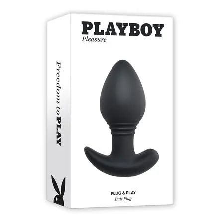 Playboy Plug & Play Rechargeable Remote Controlled Vibrating Silicone Anal Plug Navy-0