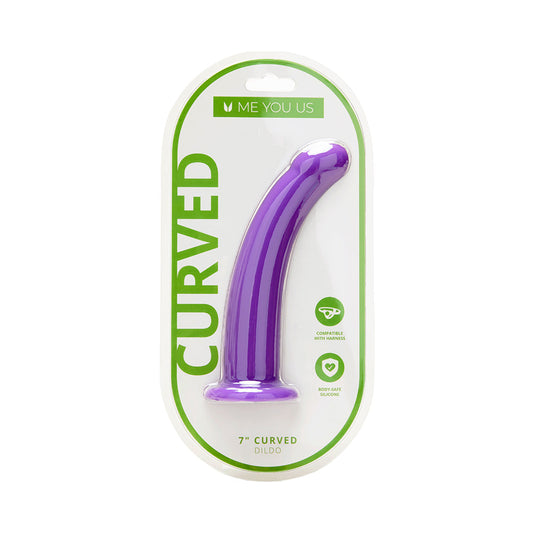 Me You Us 7 in. Curved Silicone Dildo Purple-0